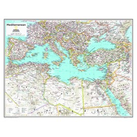 National Geographic Maps: Mediterranean Region Wall Map - Compact - 21 x 16 inches - Front Lamination