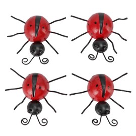 4Pcs Ladybug Wall Decoration Iron Ladybug with Black Spots Ladybug Wall Hanging Ornament for Backyard Garden Lawn Porch Red