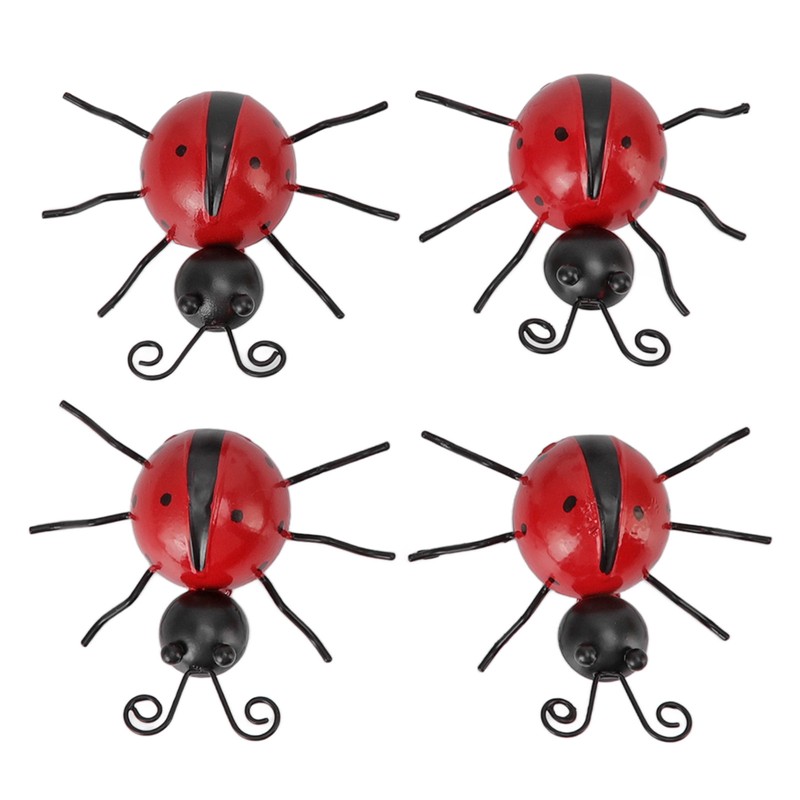 4Pcs Ladybug Wall Decoration Iron Ladybug with Black Spots Ladybug