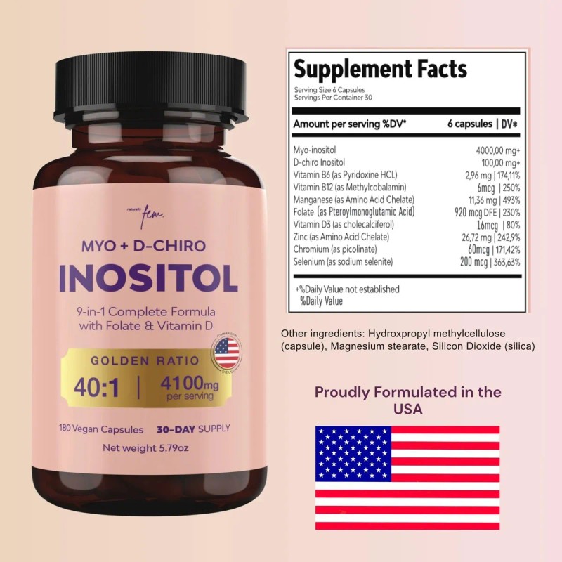 Inositol Fem 9 En 1 Suplemento Completo 180 Cpsulas