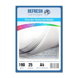 Refresh Cartridges Fine Art Textured Matte A4 Inkjet Photo Paper 190gsm - 25 Sheets