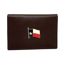 Cigar Cutters by Jim Genuine Brown Leather Bifold Wallet (Texas Flag)