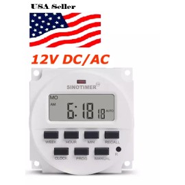 SINOTIMER 12V DC SINOTIMER DISPLAY TM618H-4 LCD Digital Timer Programmable Time Switch
