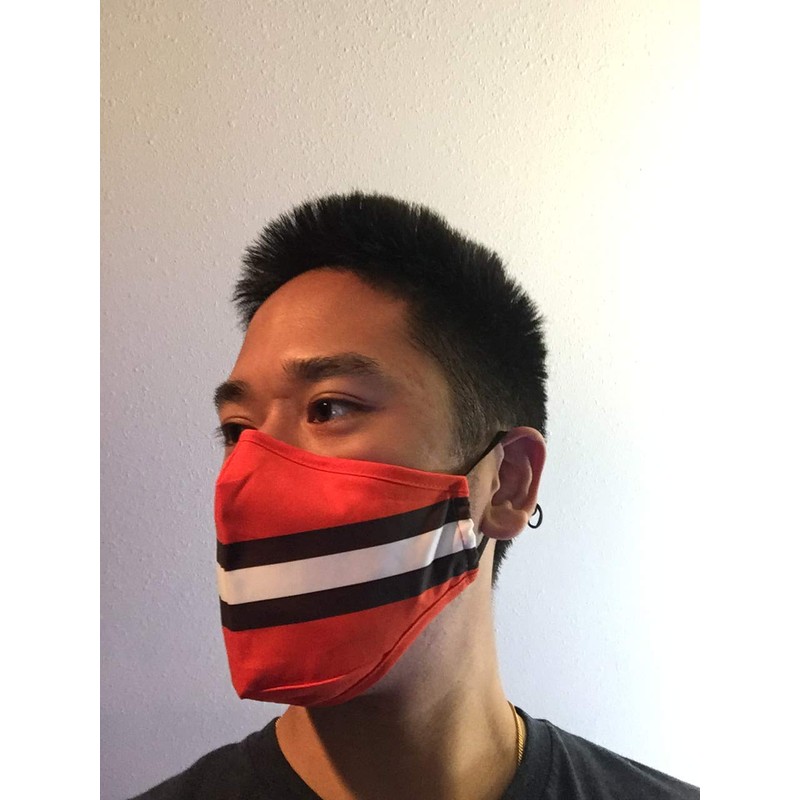 Orange & Brown Stripes Team Mask w/Gray Mask - Face