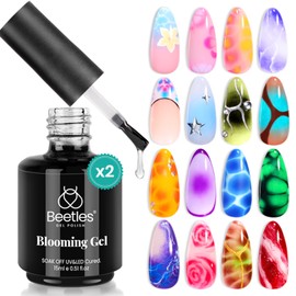 beetles Gel Polish Beetles Nail Blooming Gel: 2 Pcs 15ml Clear Uv Led Blooming Gel Nail Polish for Spreading Effect Blossom Marble Natural Stone Watercolor Floral Print Soak off Nail Diy Design