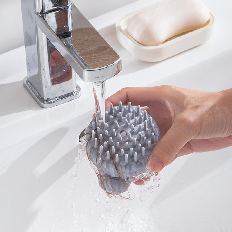Multi-Functional Shower & Shampoo Massage Brush with Built-in Dispenser,Bristles Soft