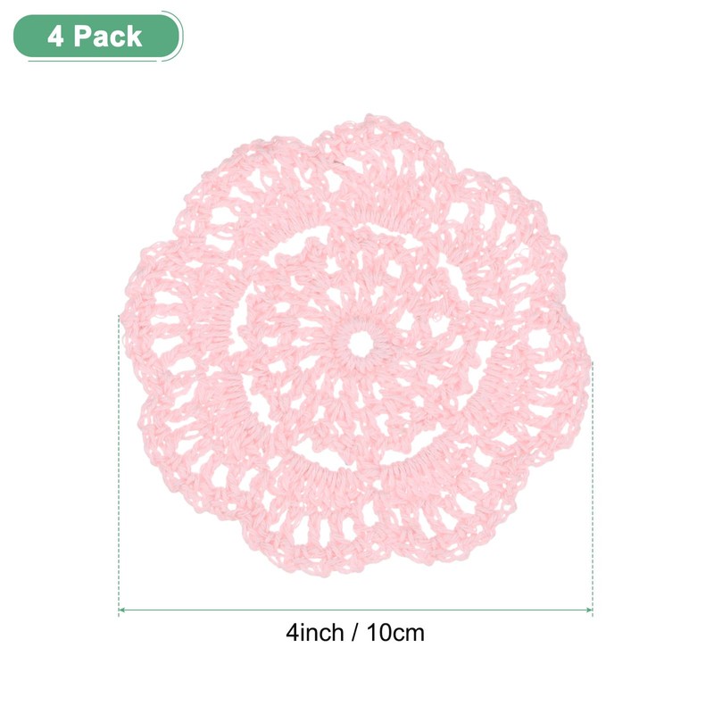 M METERXITY 4-Pack Handmade Crochet Coasters, 4Inch/10cm Round Cotton Placemats
