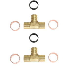 XFITTING 2 Pieces 3/4" PEX Tee, Brass, Polybutylene, Repair Kit