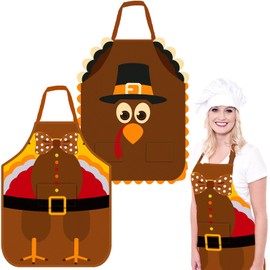 Tkifoda Happy Thanksgiving Aprons with Pockets, Waterproof Fall Aprons for Kids, Turkey Aprons Kitchen Baking Cooking Apron, Adult, One Size