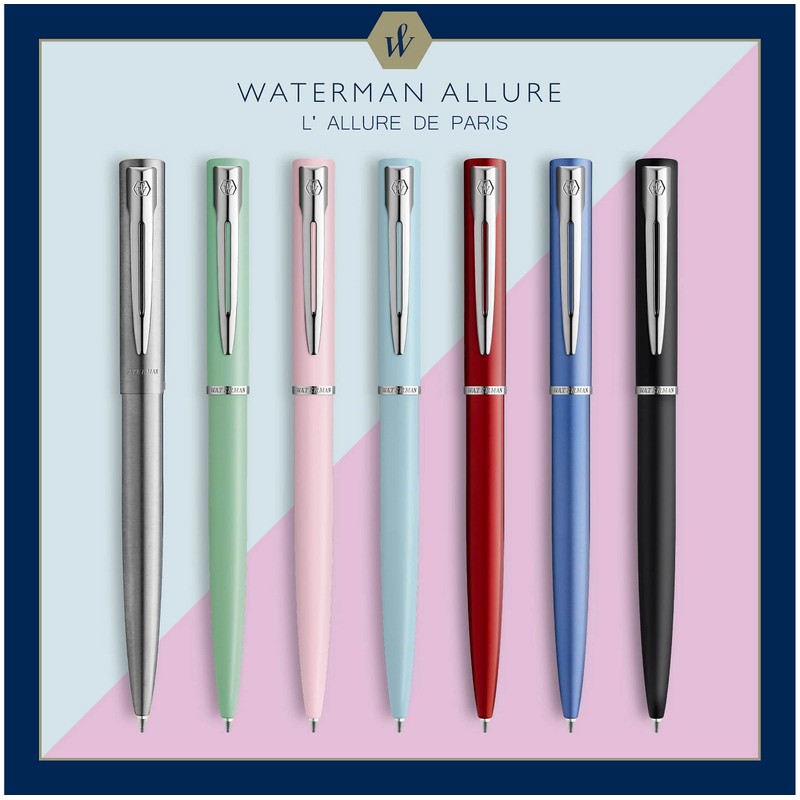 Waterman Graduate Allure ballpoint pen, blue paint, medium tip, blue