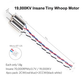 Crazepony 4pcs 6x15mm Motor (Speed: Insane) 19000KV for Blade Inductrix Tiny Whoop Micro JST 1.25 Plug