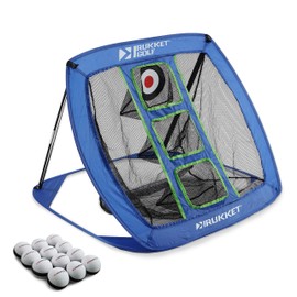 Rukket Pop Up Golf Chipping Net | Outdoor/Indoor Golfing Target Accessories and Backyard Practice Swing Game | Includes 12 Foam Practice Balls (Classic Blue)