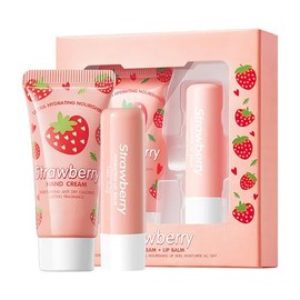 Strawberry Skincare Set with Hand Cream and Lip Balm