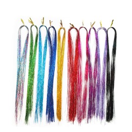 Baluue 1PC Glitter Tinsel Hair Extensions for Parties Black Gold Color Shiny Straight Hairpieces Easy to Use Sparkling Hair Glitter for Women for Nightclubs and Daily Wear