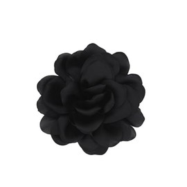 Large Rose Flower Brooches Dainty Satin Big Camellia Brooch Pins for Women Duckbill Clips Wedding Prom Banquet Party Jewelry-black