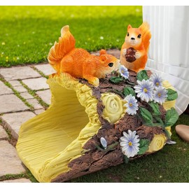 Teaeeno Squirrel Decor Statue Gutter Downspout Extension Decorative, Animal Statue Outdoor Decor, 3"×4" Rain Gutter Downspout Splash Block,Garden Splash Block Outdoor Sculpture,Rain Downspout Diverter