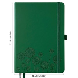 Mlife Notebook Journal for Women,A5 Hardcover Leather Journaling Notebooks for Work,200 Pages Travel Journal for Women Men with Pen Holder and Ribbon,5.78"×8.34"(Green)