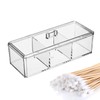 NOENNULL Acrylic Makeup Organiser, 3 Compartments, Cotton Pad Dispenser, Transparent