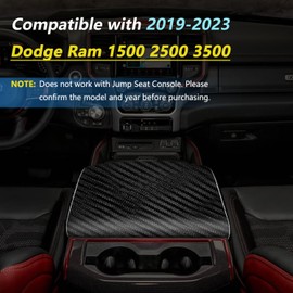 BoxCheer Center Console Armrest Cover Suitable for 2019-2023 Dodge Ram 1500 2500 3500 with Bucket Seat Anti-Scratch Leather Protector Pad Truck Interior Accessories (Black Carbon Fiber)