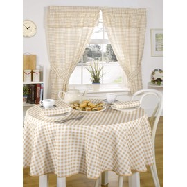 Emma Barclay Molly - Gingham Pencil Pleat Curtains With Pelmet Header in Beige - Width 46 x Drop 48" (116 x 121cm)