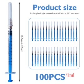 WANDGU Pack of 100 Syringes 1 ml: 1 ml/cc Plastic Tube 32G, Plastic Syringes, Multi-Purpose Measuring Tools, Small Dosing Syringe, Disposable Syringes Small, Liquid Syringe, Individually Packed (100