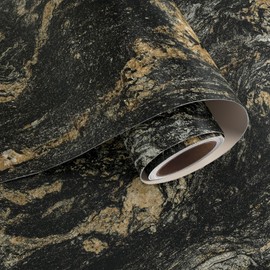 VaryPaper 15.7''x78.7'' Matte Black Gold Granite Marble Contact Paper Peel and Stick Countertops Waterproof Marble Wallpaper for Kitchen Bedroom Removable Self Adhesive Vinyl Wrap for Cabinets Table