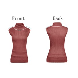 v28 Women Sleeveless High Neck Turtleneck Stretchable Knit Sweater Top (XS, Rouge)