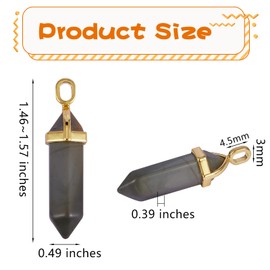 BEEFLYING 10 Pcs Bullet Shape Gemstone Charm Natural Picasso Jasper Stone Pendant Crystal Hexagonal Pendant with Platinum Brass Findings for Jewelry Making Crafts Supplies