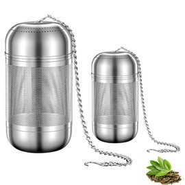 Infusor de Te y Tisanas, Juego de 2 Piezas de Acero Inoxidable 304, Filtro de Malla Fina,Infusor de Te Reutilizable para Hojas Sueltas, Especias y Condimentos, Ideal para Hogar, Oficina y Viajes