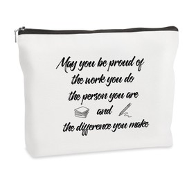 WRNZL Teacher Makeup Bag, Thank You Appreciation Gifts Valentine End of Year Birthday Gift Christmas Gifts