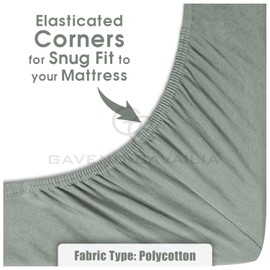 GC GAVENO CAVAILIA Percale Fitted Sheet | Ultra Soft Plain Dyed Bedding Bed Sheet | 25 Cm Elasticated Non Iron Polycotton Double Bed Sheet | Duck Egg