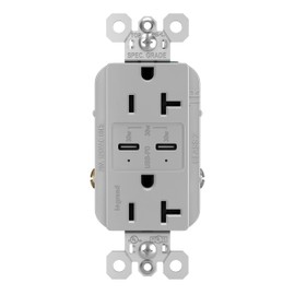 Legrand - Pass & Seymour TR20USBPDGRY Power Delivery USB Outlet, Gray