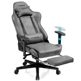 GTRACING Gaming Chair with Footrest, Height-Adjustable 2D Armrests, Racing Style Gamer Chairs for Adults - 160° Reclining Backrest, Computer Game Chair for Office, GT901 (Dark Grey)