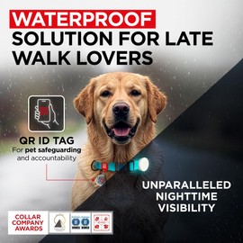 WAUDOG Waterproof Dog Collar - Adjustable Dog Collar with Air Holder and QR Dog Tag for Large Dogs, Small and Medium Dogs