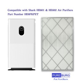 PUREBURG Replacement Filter Compatible with Shark HE601 & HE602 Air Purifiers HE6FKPET, H13 HEPA Activated Carbon 2-in-1 4-Stage Filtration Air Clean Dust VOCs Odor