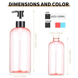 Bynccea 2 Pack Empty Plastic Pump Bottles Dispenser 16 oz / 500 ml Refillable Shampoo Bottles with Pumps Cylinder Shampoo Lotion Hand Pump Bottle Liquid Container for Bathroom Shampoo and Body Wash