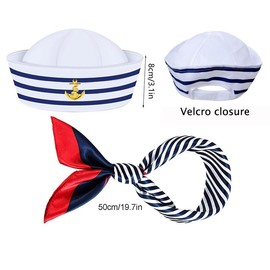 Yacht Boat Captain's Hat Sailor Ship Cap Scarf Sunglasses Sailor Skipper Cap for Men Women White