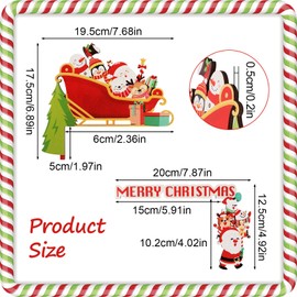 UFURMATE Christmas Door Topper, 2Pcs Wooden Door Corner Decor Door Frame Decoration Funny Christmas Ornament for Door, Table (Santa and Sleigh)