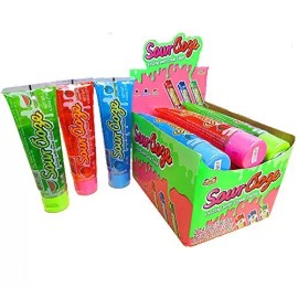Ooze Tube Kidsmania Sour Ooze Tubes, Oozing Delicious Flavor, Strawberry, 4oz (12 Pack)