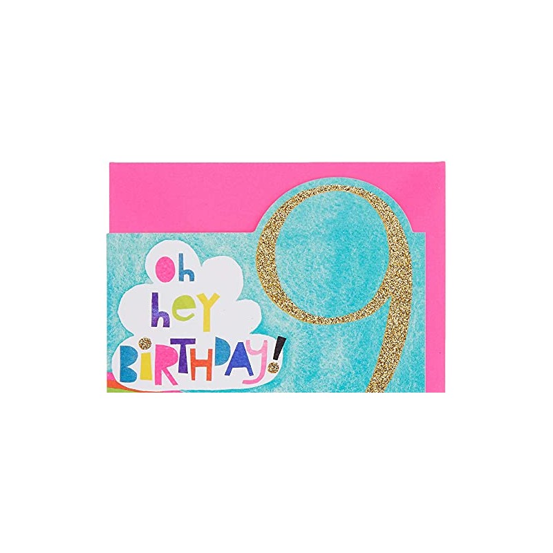 Rachel Ellen Girl Age 9 Today Birthday Card - Rainbow