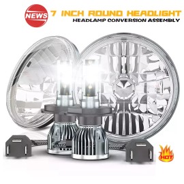 CHUSYYRAY Pair 7" Inch LED CAR Headlight Parts round HI/LO Beam For Chevy Pickup Truck3100