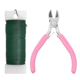 Flower Wrapping Wire Set Flower Wire Pliers and Green Flower Wire for Crafts for Making Christmas Wreaths, Wedding Wreaths and DIY Flower Arrangements