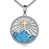 JBAERD Mountain Necklace Sterling Silver Turquoise Cross Pendant Necklace Mountain