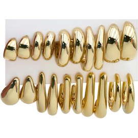 Juego de 10 pares de aretes colgantes hipoalergnicos de oro grueso para mujer, joyera ligera