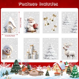 CCINEE 180pcs Christmas Window Clings，Xmas Large Window Static Stickers Snowman Santa Snowflake Reindeer Decals for Xmas Party Decorations（8 Sheets）