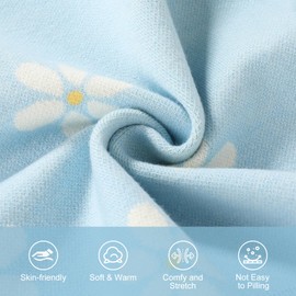 TRENDSTITCH Girls Floral Print Sweaters Long Sleeve Crewneck Knitted Cute Flower Pullover Sweater Jumper Tops Fall Winter Blue Daisy 9-10years