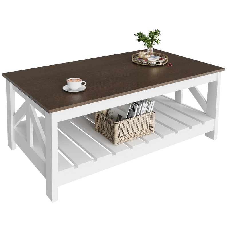 YESHOMY Farmhouse Coffee Table, Coffee Tables for Living Room, Farmhouse