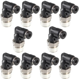 MSAEIQUN 1/8 Air hose fittings, Air fittings Male Elbow 1/8 Inch Tube OD x 1/4 NPT Thread Push to Connect Fitting, PL-1/8-N2 (Pack of 10) (1/8-1/4)