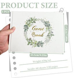 SNOMEL Elegant Wedding Guest Book 120 Page, 9.25" x 7" Wedding Books for Guests to Sign, Hard Cover Funeral Guestbooks Signs for Bridal Reception Birthday Shower Party Event