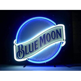 Real Glass Neon SignBlue Moon Metal Frame 42X32CM decoration Light Beer Bar Pub Garage Room